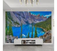 Fotomurale Paesaggio Montano Carta da Parati Woodlanda Del Lago 3D Fotomurali In Tessuto Non Tessuto 400x280 Decorazione Parete Camere da Letto Soggiorno Pareti Murale Poster Giganti a-2582
