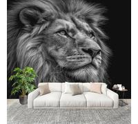 Fotomurale Ritratto di Un Leone Murale in Tessuto Non Tessuto Poster Gigante 200x140 cm Grigio Carta da Parati per Diverse Stanze Carta da Parete, Murale Alla Moda