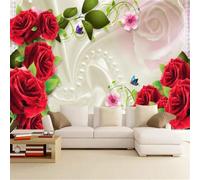 Fotomurale Rosa Rossa Carta da Parati Astratto 3D Fotomurali In Tessuto Non Tessuto 300x210 Decorazione Parete Camere da Letto Soggiorno Pareti Murale Poster Giganti a-2204
