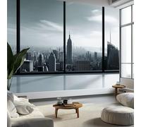 Fotomurale Soggiorno 300 x 210 cm Carta da parati Fogli Paesaggio Urbano, Fotomurali in Tnt Murale Decorazione da Muro Architettura Skyline Vista Dalla Finestra Poster Cameretta Carta per pareti