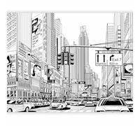 Fotomurale Soggiorno - Carta da parati 200x154 cm TNT Murale alla moda Decorazione da Muro XXL Poster Gigante Design Cameretta Carta per pareti Camera da Letto Disegno Città 100404-24