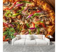 Fotomurale Soggiorno Carta da parati 250x175 cm Modello Di Pizza Alimentare TNT Murale alla Decorazione da Muro Colorato Poster Gigante Design Cameretta Carta per Camera da Letto