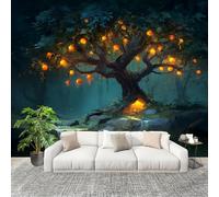 Fotomurale Soggiorno Carta da parati 400x280 cm Il Grande Albero Nella Junglea Fantastica TNT Murale alla Decorazione da Muro Verde Poster Gigante Design Cameretta Carta per Camera da Letto