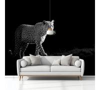 Fotomurale Soggiorno Carta da Parati Animali Leopardi Nero 368x254 cm, Murale alla Moderna Decorazione da Muro 3D Poster Gigante per Soggiorni Camere da Letto Bambini