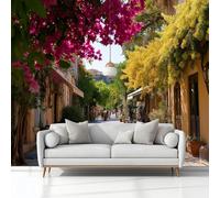 Fotomurale Soggiorno Carta da Parati Città Strade Della Grecia Verde 150x105 cm, Murale alla Moderna Decorazione da Muro 3D Poster Gigante per Soggiorni Camere da Letto Bambini