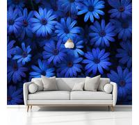Fotomurale Soggiorno Carta da Parati Margherita Blu Floreale 350x245 cm, Murale alla Moderna Decorazione da Muro 3D Poster Gigante per Soggiorni Camere da Letto Bambini