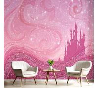 Fotomurale Soggiorno Rosa Castello Del Vortice,Carta Da Parati 400X280Cm Murale Paesaggio Dei Cartoni Animati 3D Alla Decorazione Da Muro Xxl Poster Gigante Cameretta Per Camera Da Letto