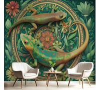 Fotomurale Soggiorno Verde Geco Mandragora,Carta Da Parati 250X170Cm Murale Animali Fantastici 3D Alla Decorazione Da Muro Xxl Poster Gigante Cameretta Per Camera Da Letto