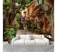 Fotomurale Strade In Stile Europeo Murale in Tessuto Non Tessuto Poster Gigante 250x175 cm Fiori Carta da Parati per Diverse Stanze Carta da Parete, Murale Alla Moda