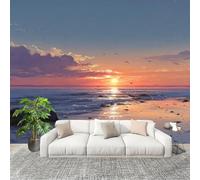 Fotomurale Vista Sul Mare Al Tramonto Murale in Tessuto Non Tessuto Poster Gigante 200x140 cm Scenario Mondialele Carta da Parati per Diverse Stanze Carta da Parete, Murale Alla Moda