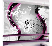 Fotomurale - Zig Zag Floreali Rosa 400X280 cm Carta da Parato Erroi