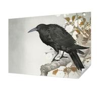 Fotomurali Adesiva 208x146 cm per Soggiorno e Camera da letto Montaggio Murale Decorazione della Parete Stampa di Alta Qualità Autoadesiva Antimacchia - Corvo tra i fiori