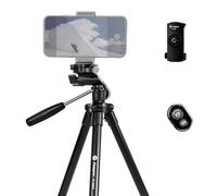 Fotopro Cavalletto Supporto per piccola Fotocamera, Smartphone, con Borsa, per Telefono, iPhone, Telecomando Wireless, Alluminio, Portatile, Leggero, da Viaggio, 115cm