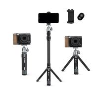 Fotopro Mini kit treppiede per fotocamera, piccolo treppiede da tavolo estensibile con fibra di carbonio a 3 sezioni centro, adattatore testa a sfera Cloum per Nikon Canon Sony iPhone Max altezza 88,9