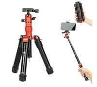 Fotopro Mini treppiede con testa a sfera, supporto per telefono, bastone per selfie staccabile, piegato solo 21,8 cm, carico massimo fino a 3 kg, FY-810, arancione
