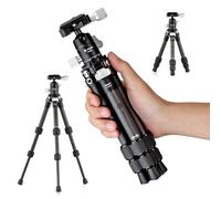 Fotopro Mini treppiede leggero e compatto in fibra di carbonio con testa a sfera a 360° piastra QR per fotocamera DSLR Camcorder da viaggio per desktop P-2 nero