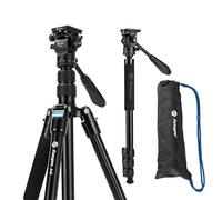 Fotopro Treppiede da viaggio compatto in alluminio e monopiede con testa a sfera a 360°, piastra a sgancio rapido, treppiede professionale per fotocamera DSLR A4I/A5I (blu, 72" A4i)