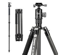 Fotopro Treppiede da viaggio compatto in fibra di carbonio da 172,7 cm con testa a sfera, monopiede staccabile con piastra a sgancio rapido e borsa per il trasporto, carico fino a 12 kg, X-go Max E2