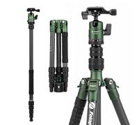 Fotopro Treppiede da viaggio in fibra di carbonio da 150 cm, treppiede compatto per fotocamera con testa a sfera in metallo, monopiede staccabile con piastra a sgancio rapido e borsa, carico fino a 8