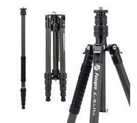 Fotopro Treppiede da viaggio in fibra di carbonio da 159,9 cm, 2 in 1, leggero, treppiede compatto professionale per fotocamera DSLR, carico fino a 8 kg