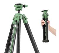 Fotopro Treppiede in fibra di carbonio da 130 cm, testa a sfera a 360 gradi, piastra a sgancio rapido, leggero treppiede per fotocamera da viaggio, altezza piegata, solo 35,3 cm, carico massimo fino a
