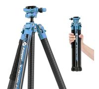 Fotopro Treppiede in fibra di carbonio da 152,4 cm, testa a sfera a 360 gradi, piastra a sgancio rapido, leggero treppiede da viaggio, carico massimo fino a 8 kg, blu