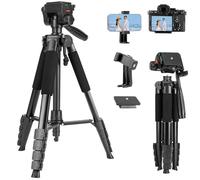 Fotopro Treppiede per fotocamera da 69 '' leggero e portatile da viaggio per smartphone con supporto staccabile per fotocamera a 3 vie per registrazione video con supporto per telefono e borsa per il