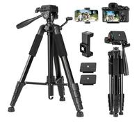 Fotopro Treppiede per fotocamera da 74 '' per Canon Nikon Sony, supporto per fotocamera in alluminio con supporto staccabile a 3 vie per telefono e borsa per il trasporto, treppiede da viaggio leggero