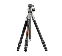Fotopro Treppiede per fotocamera da viaggio da 180,3 cm, in fibra di carbonio con colonna centrale da 44 mm, testa a sfera a basso profilo, treppiede resistente per videocamera DSLR, carico massimo 20