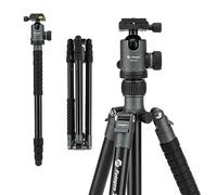 Fotopro Treppiede per fotocamera DSLR da 172,7 cm, resistente, compatto, con testa a sfera, monopiede staccabile con piastra a sgancio rapido e borsa, carico fino a 12 kg (grigio)