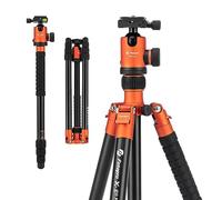 Fotopro Treppiede per fotocamera DSLR da 172,7 cm, resistente, compatto, con testa a sfera, monopiede staccabile con piastra a sgancio rapido e borsa, carico fino a 12 kg (arancione)