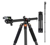 Fotopro Treppiede per fotocamera, treppiede orizzontale in fibra di carbonio da 160 cm, testa a sfera a 360 gradi, piastra a sgancio rapido per fotocamera DSLR da viaggio e videocamera