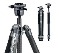 Fotopro X-AIRFLY - Treppiede in fibra di carbonio da 150 cm con chiusura a scatto, monopiede, leggero, stabile, espandibile, 1,4 kg, portatile, per fotocamere DSLR fino a 20 kg