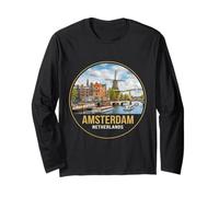 Fotorealistico Amsterdam Paesi Bassi Viaggio Souvenir Regalo Maglia a Manica