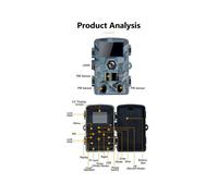 Fototrappola da Caccia WIFI 60MP 1296P con Visione Notturna IP66 Impermeabile, Tempo di Attivazione 0,2 Secondi, per La Sorveglianza Della Fauna