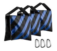 Fotover Borsa a sabbia per studio fotografico, resistente borsa a sabbia per studio fotografico, supporto leggero, treppiede, con moschettone da viaggio, confezione da 3 (blu)