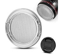 Fotover Copriobiettivo trasparente da 55 mm, universale, a scatto sul lato anteriore con tappo centrale per obiettivo di ricambio per fotocamere Canon Nikon Sony Olympus Tamron Sigma Panasonic