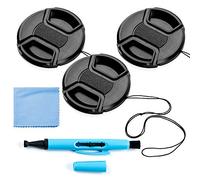 Fotover Lens Cap Bundle, 3 pezzi universale scatto centro Pinch anteriore copriobiettivo set con panno di pulizia in microfibra per Canon Nikon Sony Olympus DSLR + obiettivo della fotocamera penna di pulizia