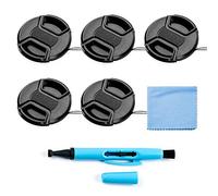 Fotover Lens Cap Bundle, 5 pezzi universale scatto centro Pinch anteriore copriobiettivo set con panno di pulizia in microfibra per Canon Nikon Sony Olympus DSLR + obiettivo della fotocamera penna di pulizia