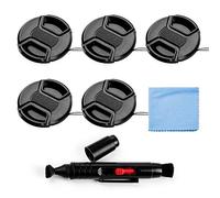 Fotover Lens Cap Bundle, 5 pezzi universale scatto centro Pinch anteriore copriobiettivo set con panno di pulizia in microfibra per Canon Nikon Sony Olympus DSLR + obiettivo della fotocamera penna di