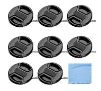 Fotover Lens Cap Bundle, 8 pezzi universale scatto centro Pinch anteriore copriobiettivo set con panno di pulizia in microfibra per Canon Nikon Sony Olympus DSLR