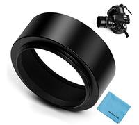 Fotover - Paraluce standard in metallo da 58 mm con tappo centrale per obiettivo per fotocamera Canon Nikon Sony Pentax Olympus Fuji Sumsung Leica + panno di pulizia