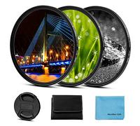 Fotover Set di 3 filtri a stella da 62 mm (4, 6, 8 punti) con copriobiettivo centrale per Canon, Nikon, Sony, Olympus e altre fotocamere DSLR + 3 tasche per filtri