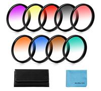 Fotover, Set di 9 filtri a gradiente per obiettivi di fotocamere DSLR Canon, Nikon, Sony, Pentax, Olympus, Fuji da 55 mm + custodia per filtri + panno in microfibra per la pulizia