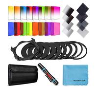 Fotover Set di filtri quadrati da 24 pezzi, filtri ND, set di filtri per lenti a colori graduati per la serie Cokin P con anelli adattatori (49-82 mm), supporto filtro, penna per