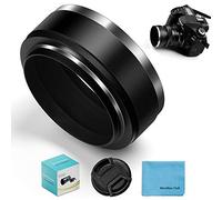 Fotover Unique - Paraluce standard in metallo da 58 mm con tappo centrale per obiettivo per fotocamera Canon Nikon Sony Pentax Olympus Fuji Sumsung Leica + panno di pulizia