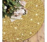 FOTSHARER Gonna per albero di Natale in velluto con paillettes dorate, 117 cm, con glitter, grande per l'inverno, copertura per albero di Natale di lusso per alberi artificiali, forniture per il