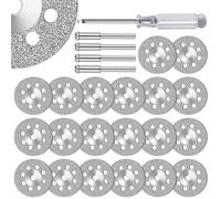 FOTYBEI Disco diamantato 545 (20 mm) 20 pezzi con 402 mandrino (3 mm) 4 pezzi e cacciavite per utensili rotanti Dremel dischi da taglio per pietra vetro