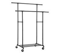 FOUCSSOMEI 1YJ02B - Appendiabiti resistente, con mensola, di grado commerciale, per appendere vestiti, espositore, nero, 1YJ02B