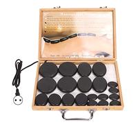 FOUF Set da Massaggio Hot Stones, Pietre da Massaggio Hot Rocks con Diverse Rocce di Basalto Autentiche, Kit da Massaggio Hot Stones in 4 Misure per Spa Professionale o Domestica, Rilasse,(Spina UE)